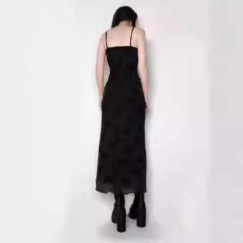 Niche Floral-print Slip Maxi Dress For Women