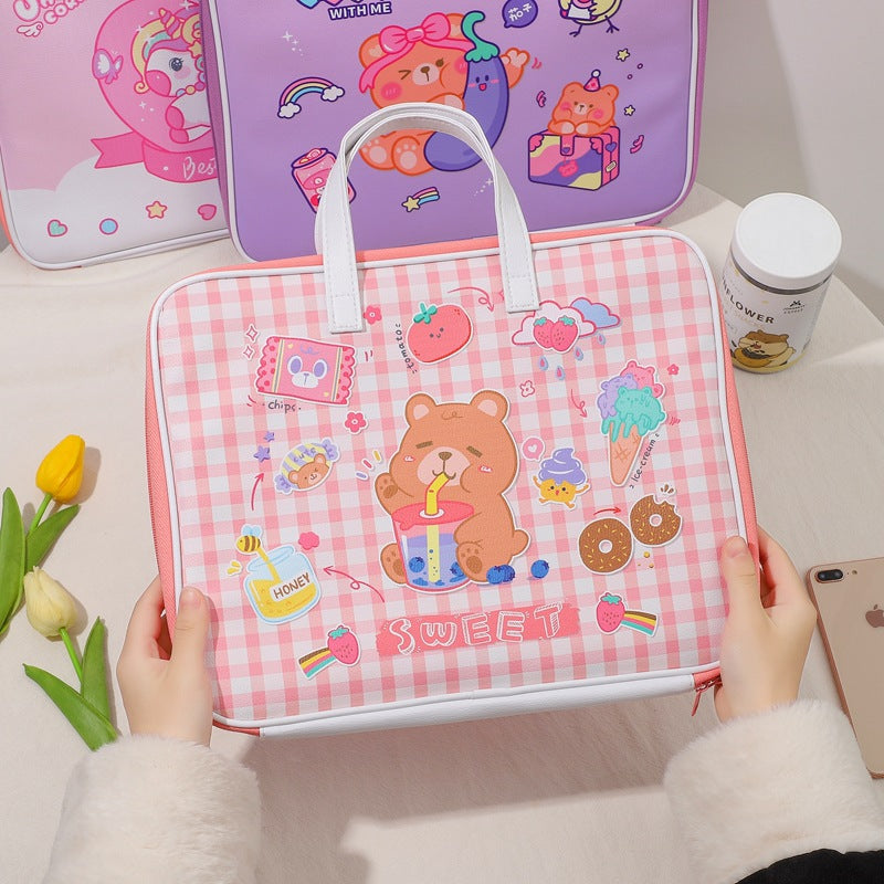 Cartoon Cute Girl With Laptop Bag