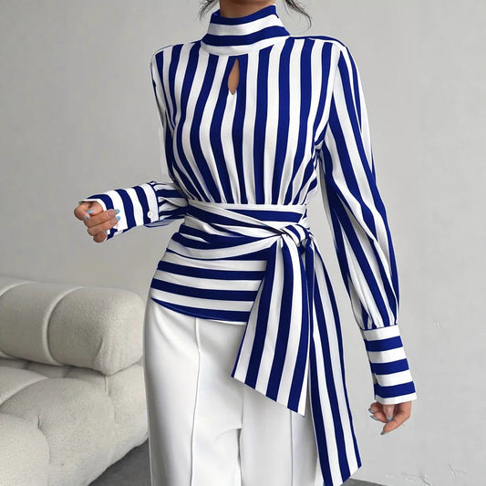 Vintage Scarf-Neck Long-Sleeve Elegant Shirt For Women