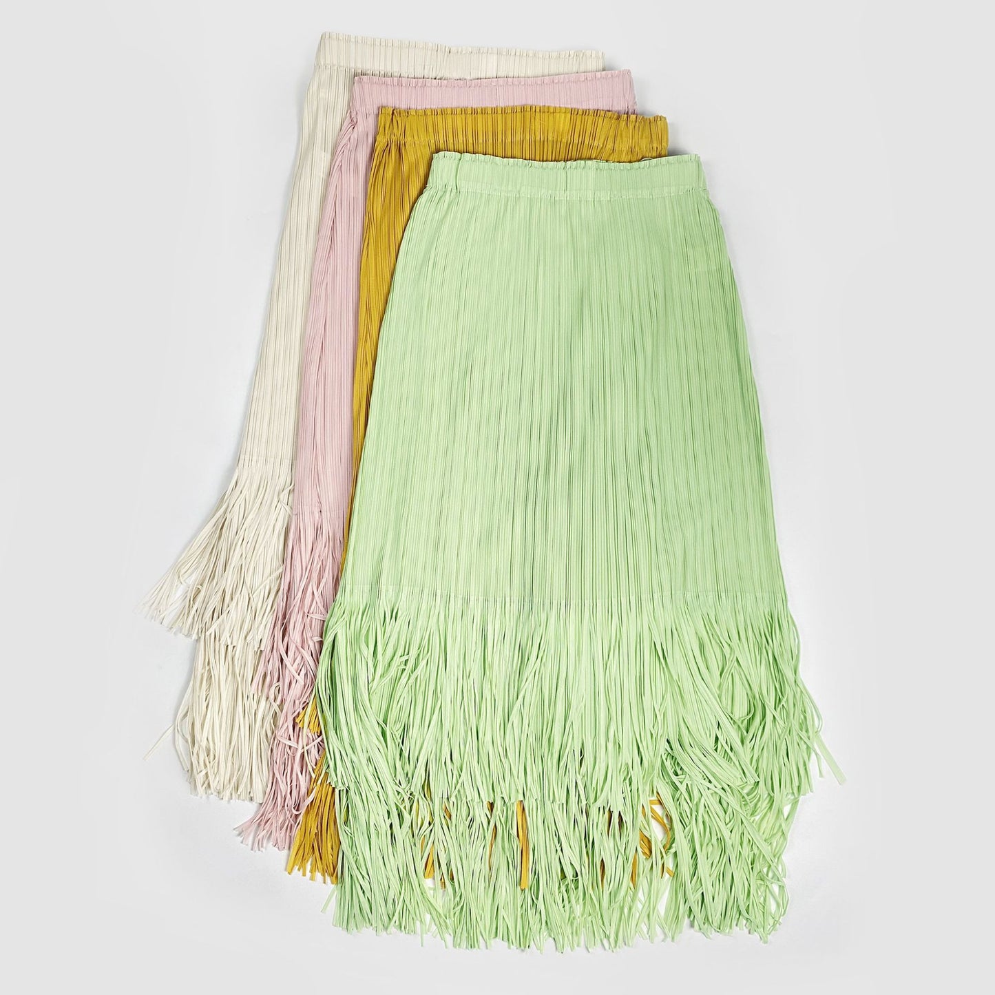 Pleated Tassel A- Line Skirt Mid-length