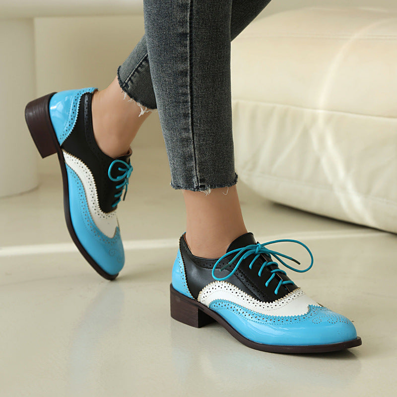 Color-block Laced Brogue Deep-toe Women's
