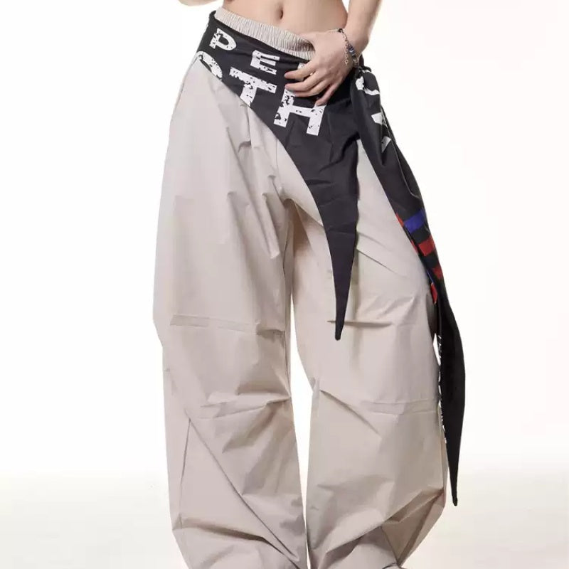 Women's Loose All-match Pleated Casual Pants With Fart Curtain Paratrooper Pants