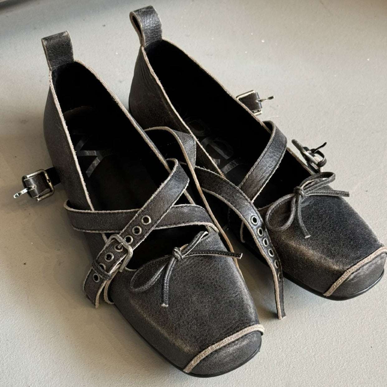 Pig Nose Mary Jane Shoes Retro Square Head Ballet Shoes