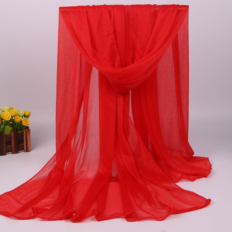 Scarf Women All-match Long Chiffon Shawl Sunscreen Sunshade Seaside Solid Color