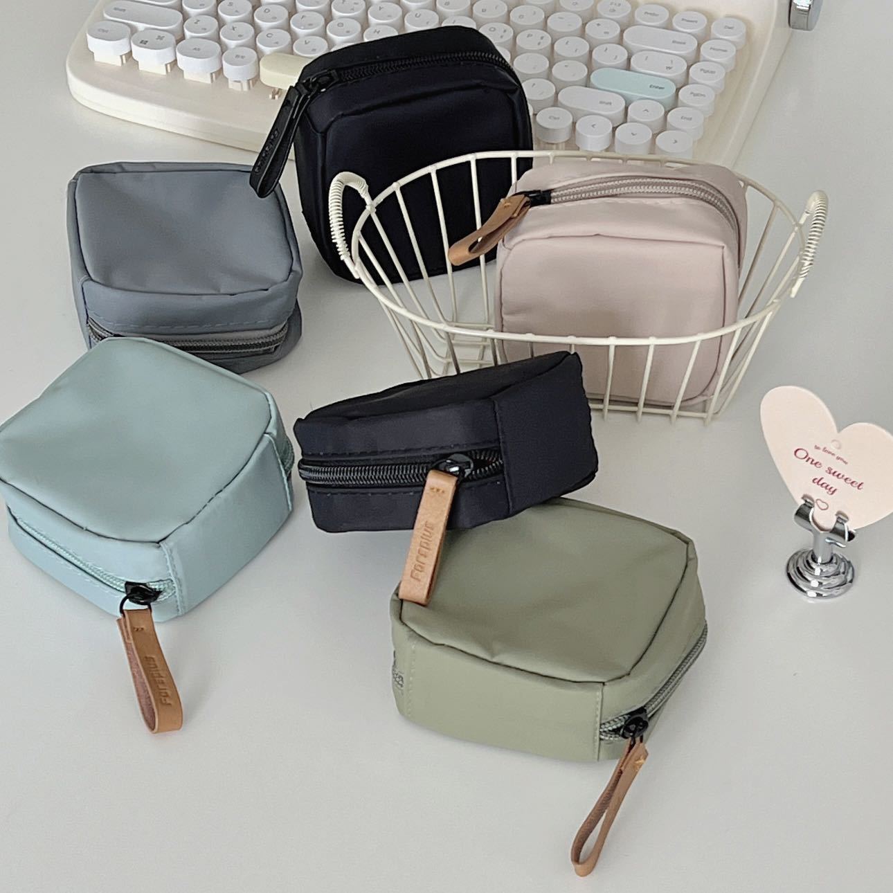 Mini Lipstick Minority Simple Japanese Solid Color Nylon Storage Bag