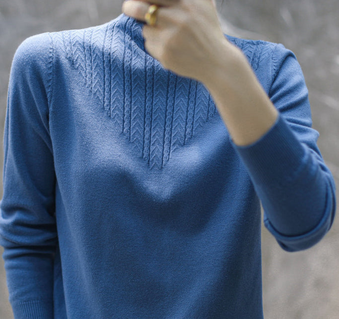 Lace Mock Neck Sweater Women's Pullover Long Sleeves Outer Match