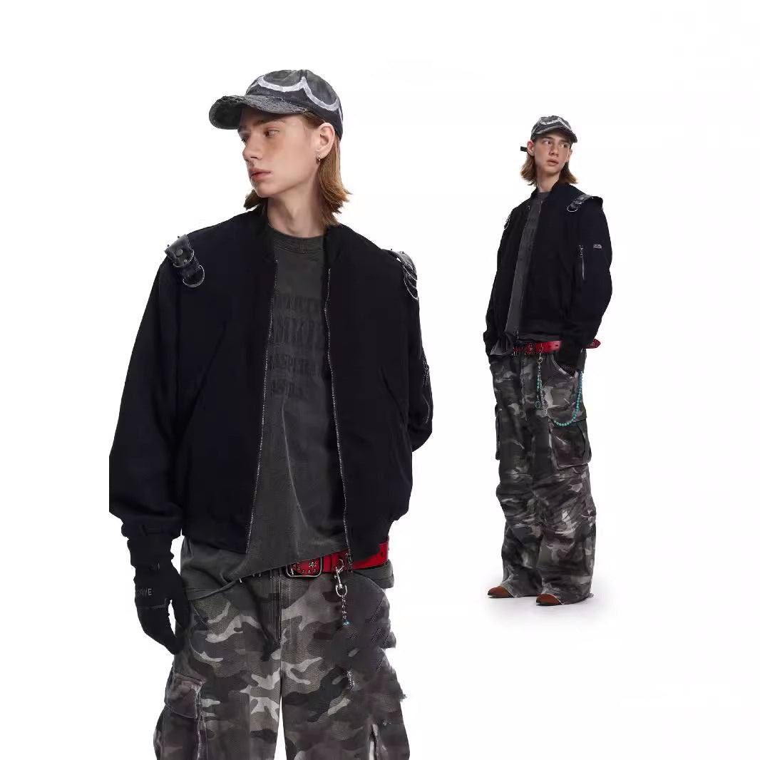 Functional Profile Structure Camouflage Jacket Shoulder Strap Design Sense