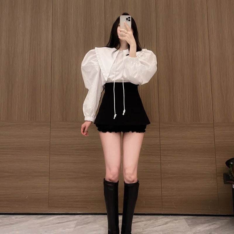 Type Embroidered Mini Culottes High Waist Inner Wear Miniskirt