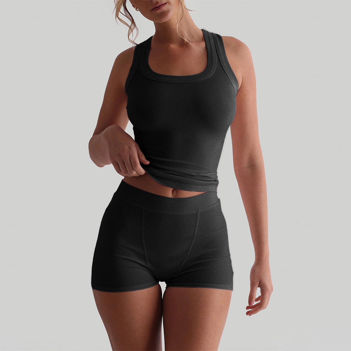 Athletic Yoga-Style Camisole And Summer Shorts Set