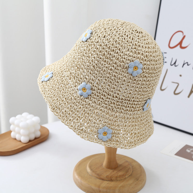 Sweet Cute Little Blue Flower Female Big Brim Seaside