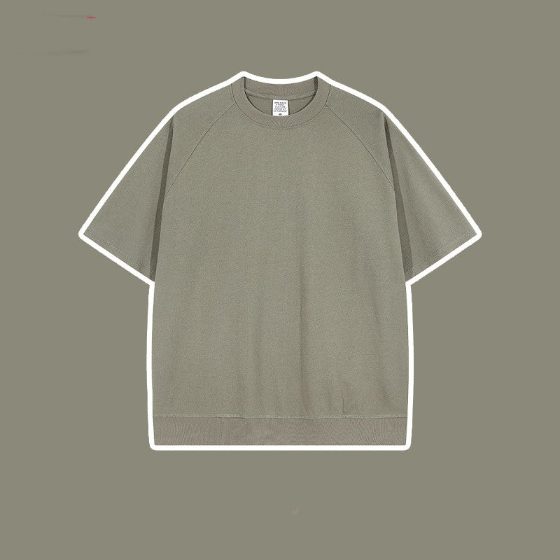 Bullhorn Sleeves Heavyweight White T Loose Short-sleeved European And American Retro High Street Tide T-shirt