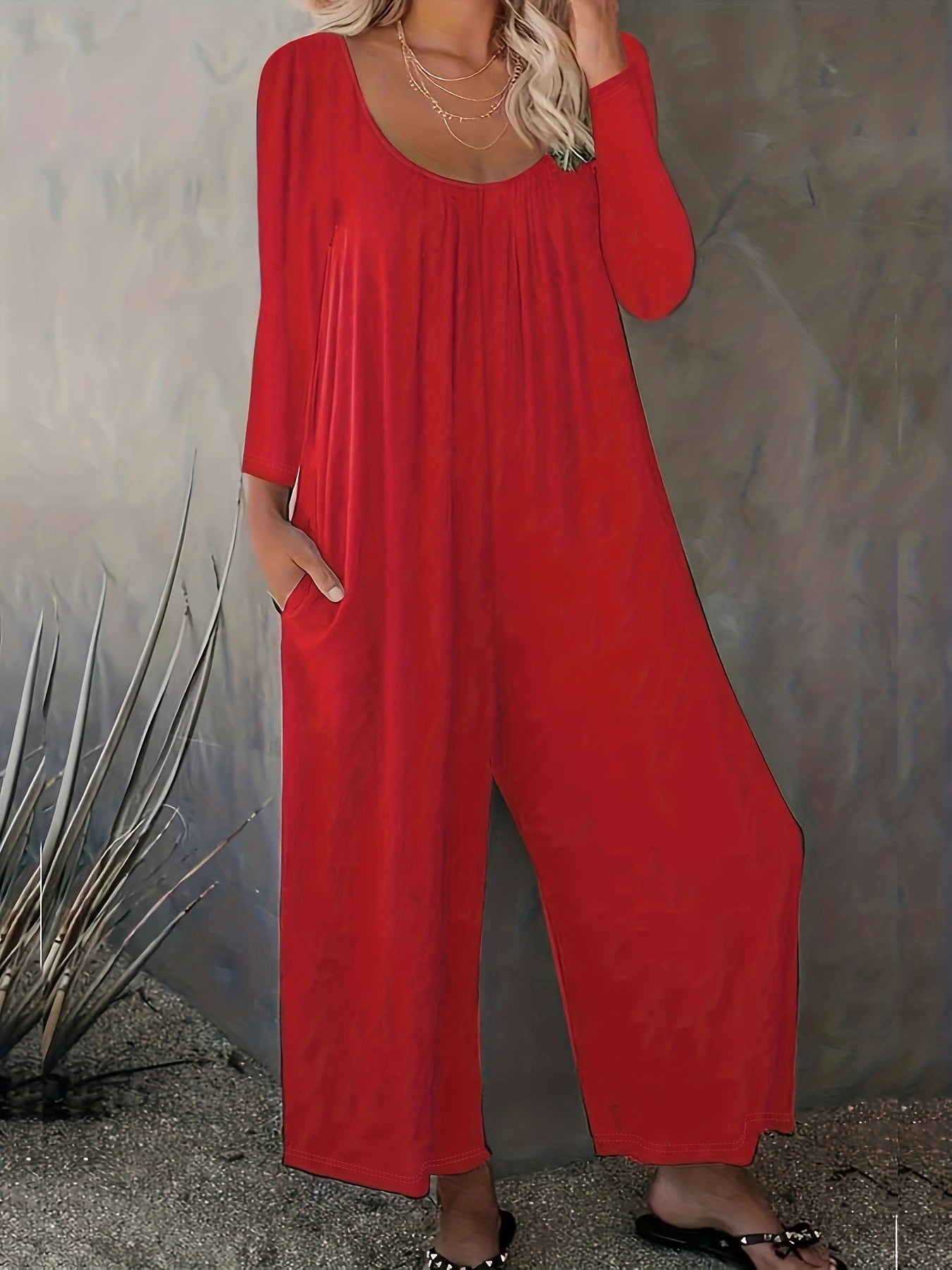 Women's Loose Casual Long Sleeves Jumpsuit