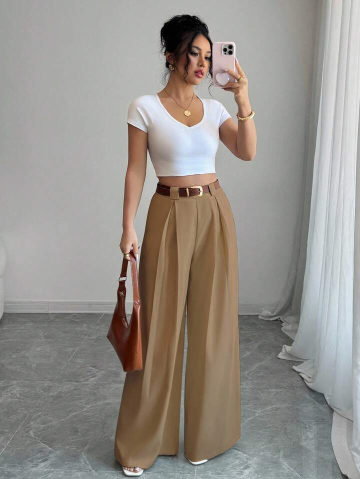 European And American-style Drapey Slimming Straight-leg Casual Pants