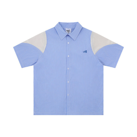 Men's Breathable Sports Vertical Stripes Loose Short Sleeve Shirt
