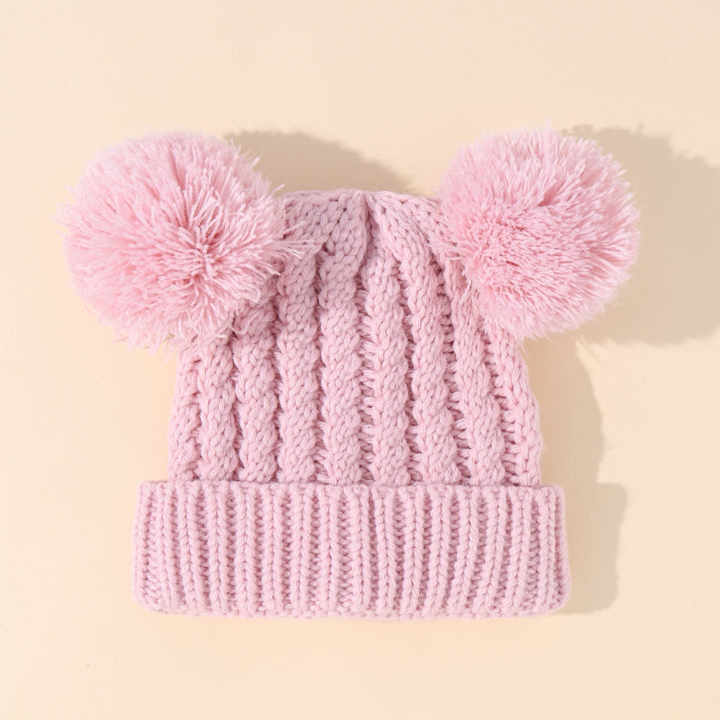 New Double Ball Children's Knitted Pullover Warm Wool Hat