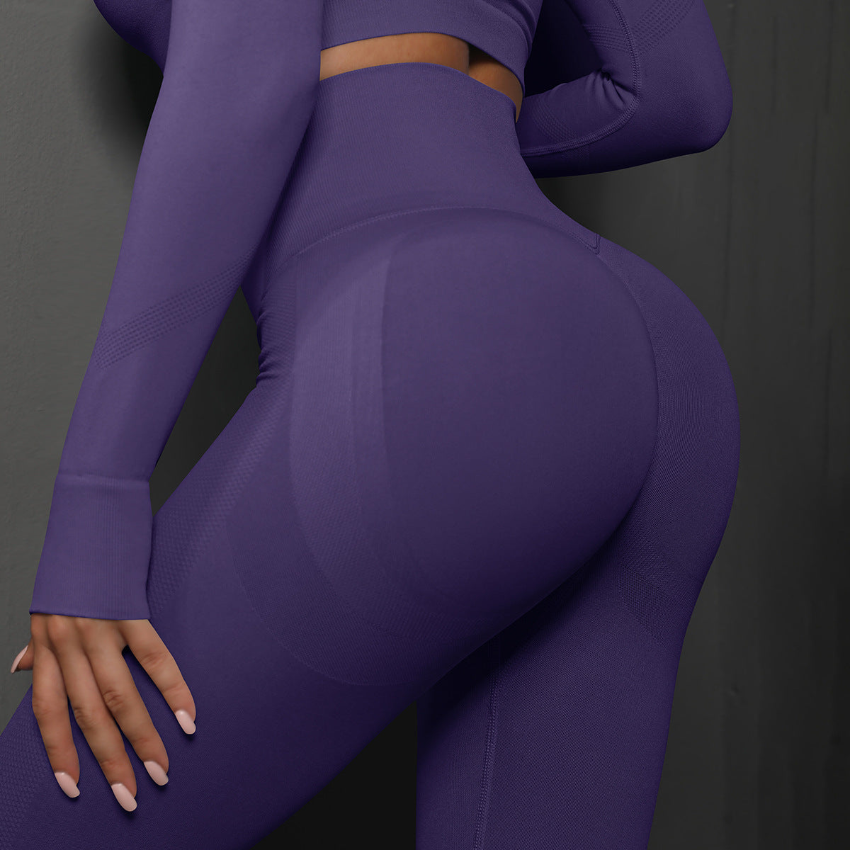 Solid Color Version With Label High Waist Hip Lift Fitness Wait Lifting Sports Ninth Pants