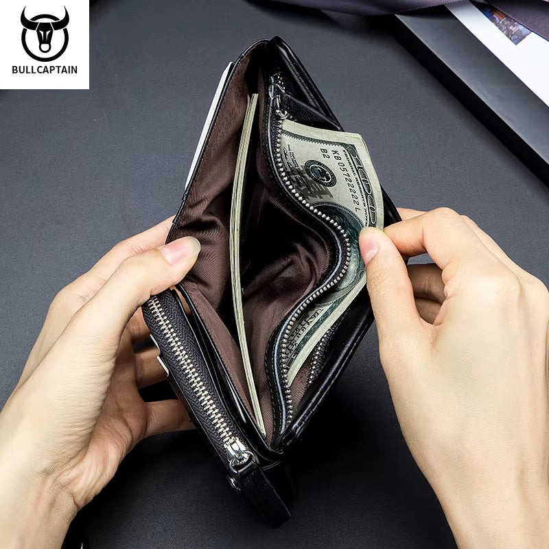 Brand Leather RFID Retro Wallet Men'S Small Zipper Wallet Card Bag Men'S Wallet Clutch