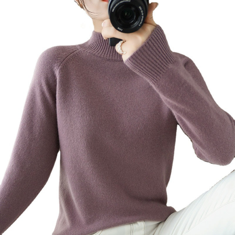 Women's Half Turtleneck Beige Sweater