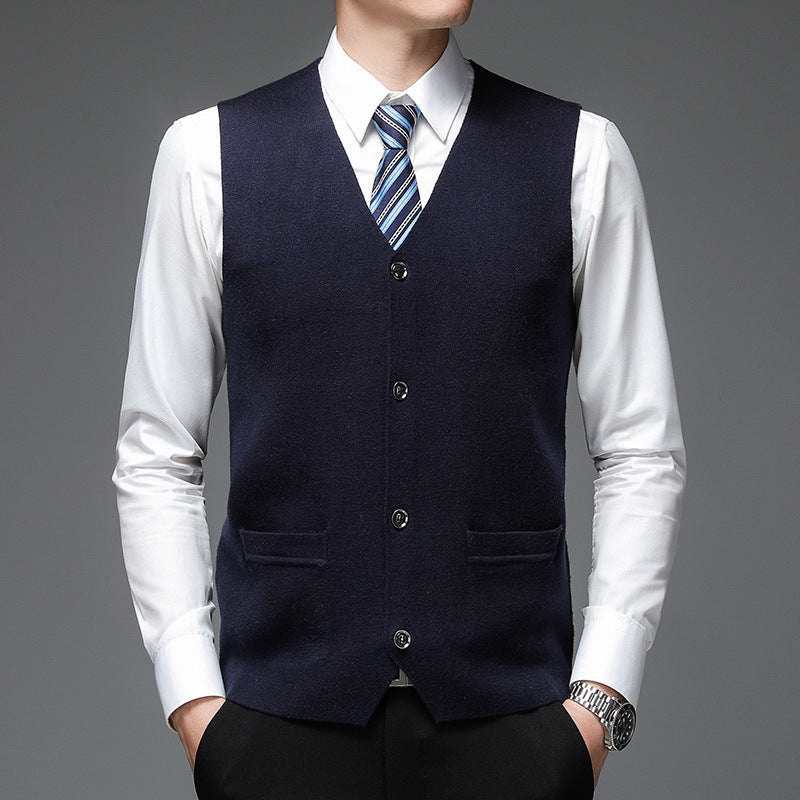Youth Solid Color Gold Velvet Knitted Vest