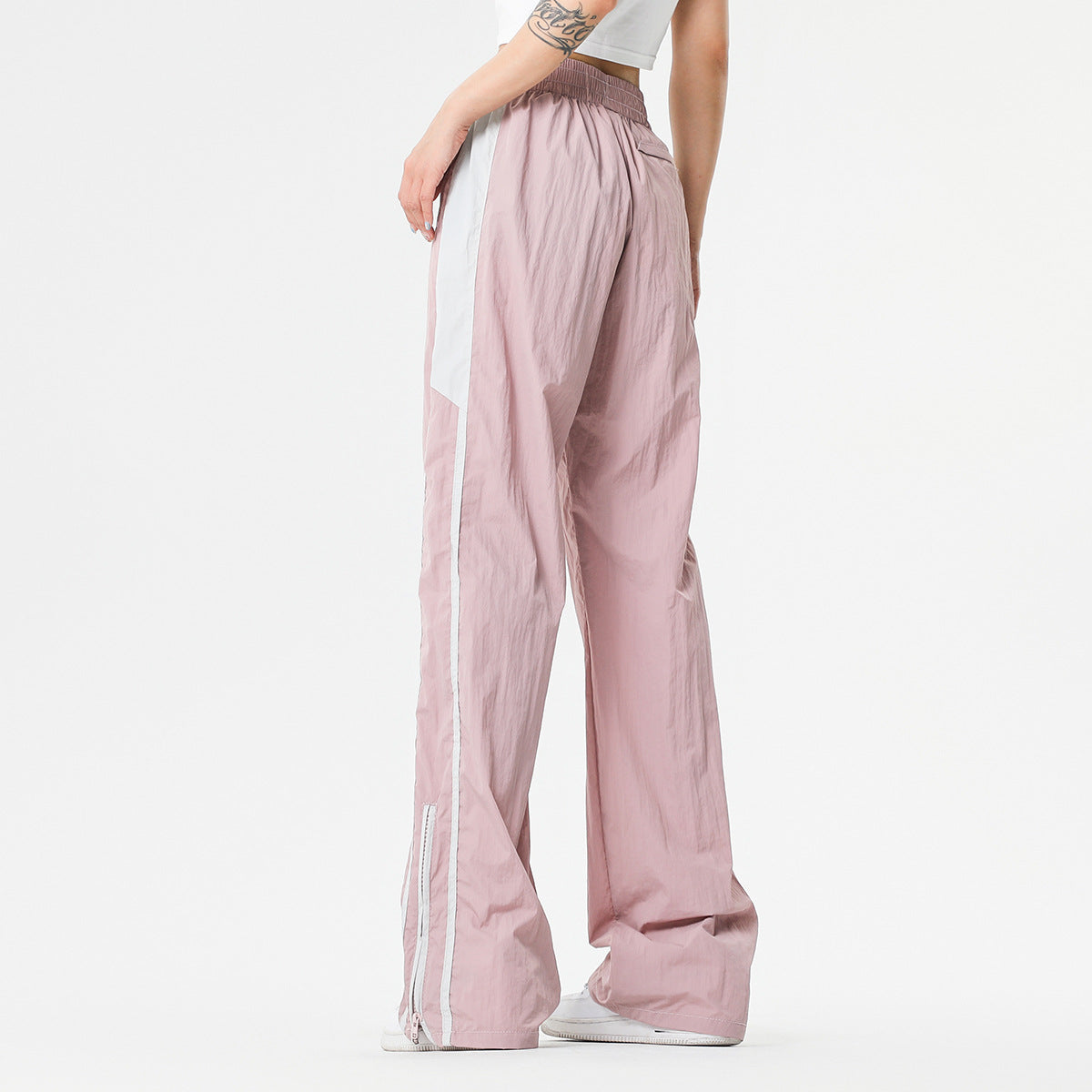 Breathable Thin Sports Casual Women's Striped Pleated Wide-leg Pants