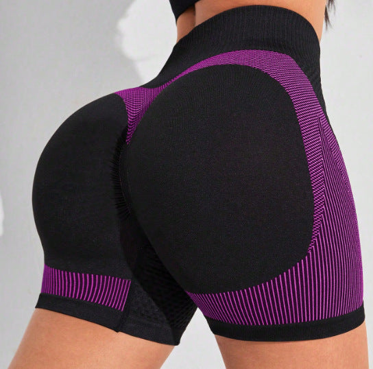 Sømløse sportsshorts til kvinder med ferskenformende høj talje