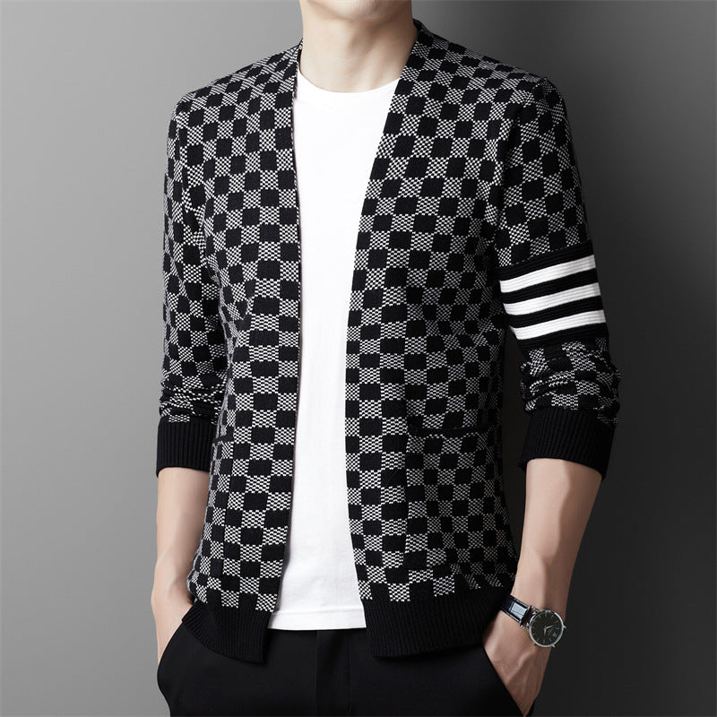 Efterår Ny Herre V-hals Ternstrikket Sweater