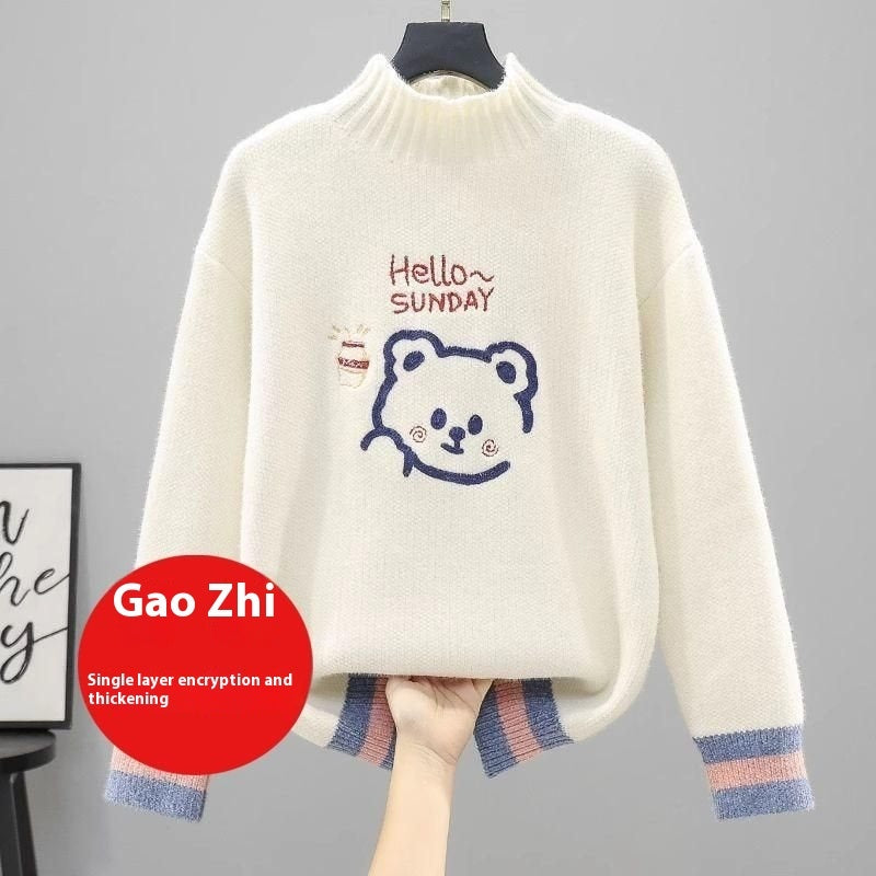 Sweater Inner Girl Winter Fleece-lined Thickened