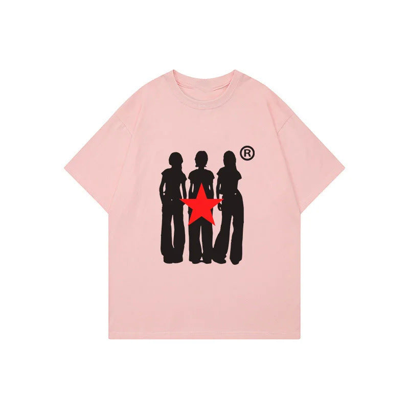 Retro Loose Y2g Cotton T-shirt Printed Casual Short-sleeved T-shirt