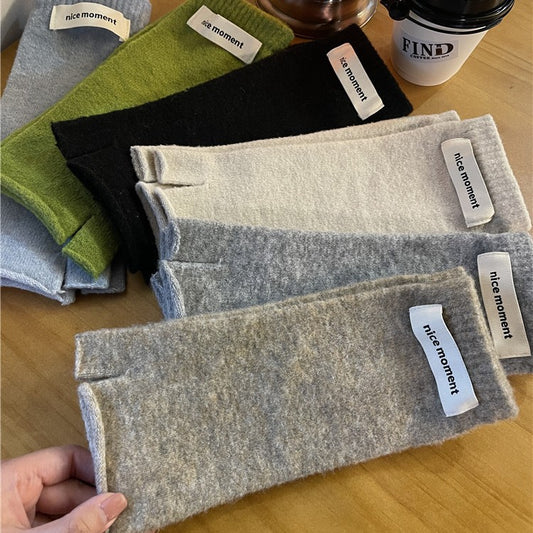 Winter Warm Faux Cashmere Knitted Fingerless Mittens