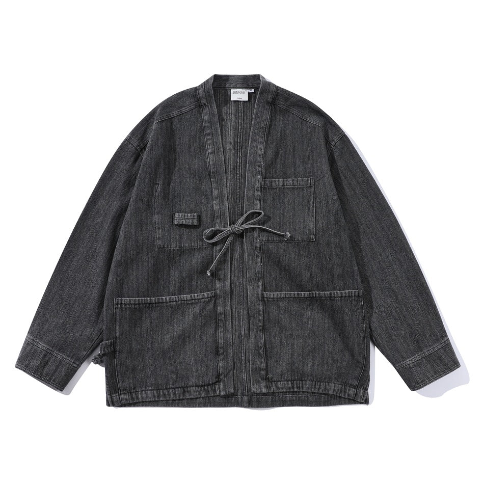 Men's Fashion Retro Characteristic Chinese Style Robe Denim Jacket