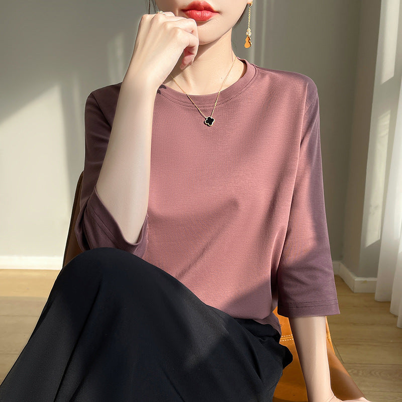 Mid-sleeve Bottoming Shirt Outer Wear Half-sleeve T-shirt Top