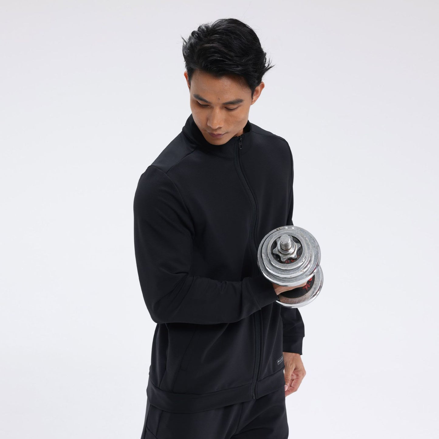 Mens Outdoor Windproof Sport Jacket With Stand Collar And Stretchy Fabric For Casual Wear