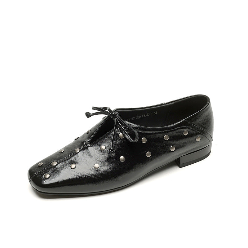 Leather Rivets Mary Jane Elegant Spring Leather Shoes