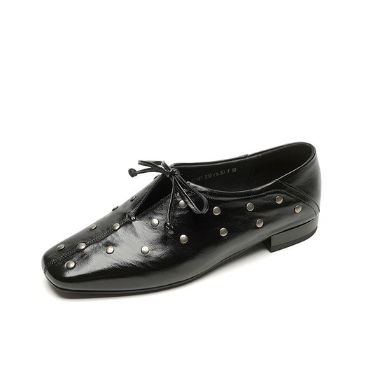 Leather Rivets Mary Jane Elegant Spring Leather Shoes