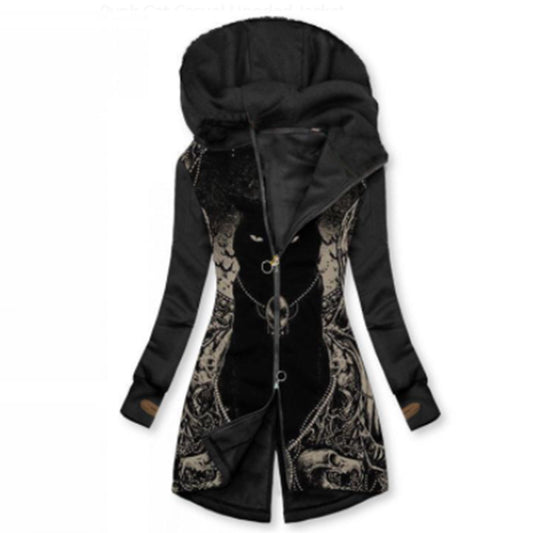 Printed Casual Loose Long Sleeve Hooded Jacket