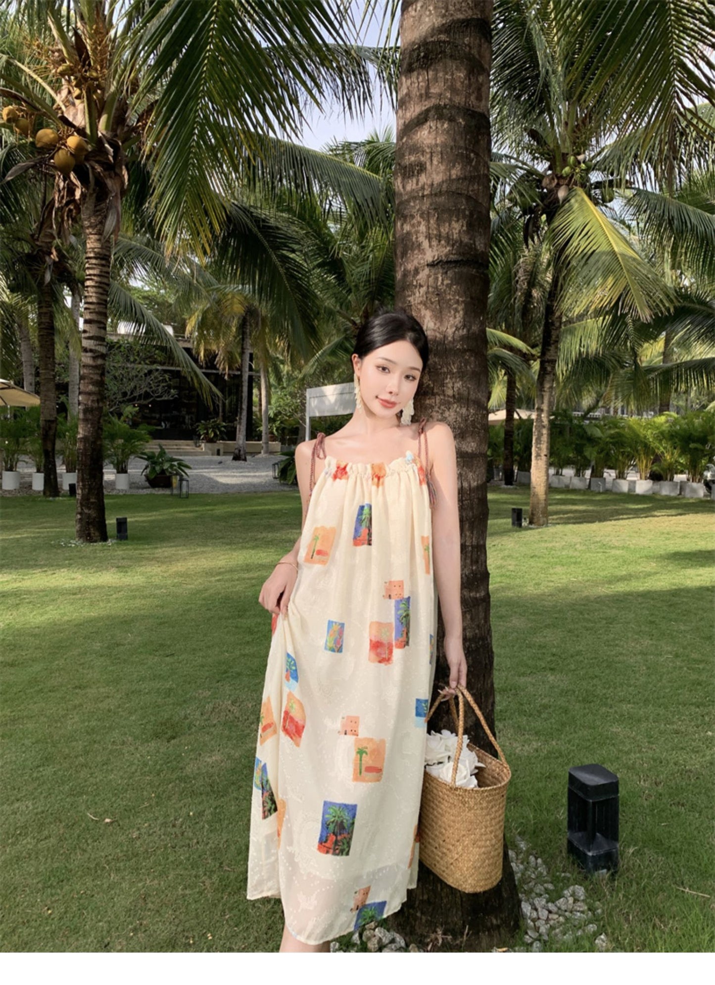 Beach Vacation Flower Strap Dress Girl
