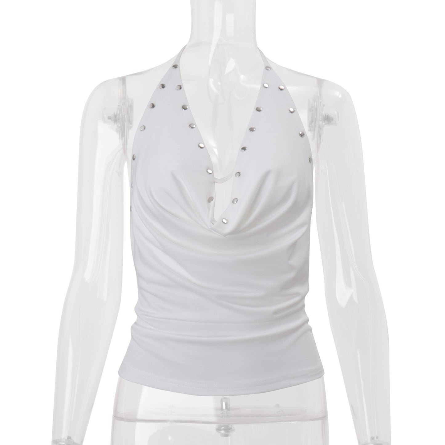 Features An Asymmetric Ruffled Neckline And Tie Details