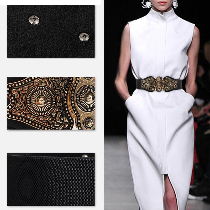 European And American Catwalk Dress Big Belt