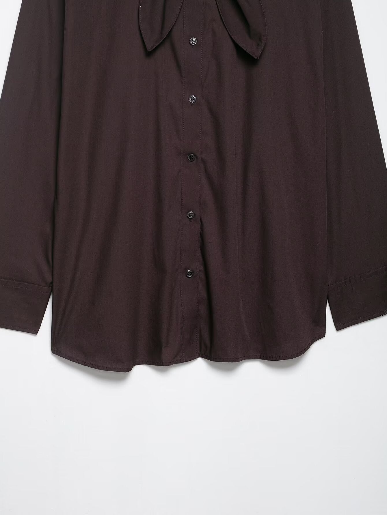 Women's Solid Color Temperament Long Sleeve Scarf Poplin Shirt