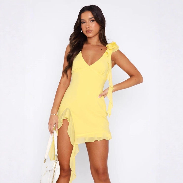European And American-style Fringed Subtly Alluring, High-end Slip Dress