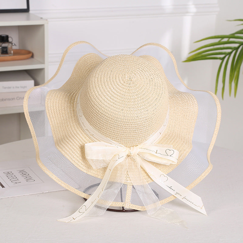 Ladies Mesh Straw Hat Elegant With Big Brim