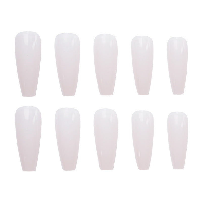 CS-57 Long Ballet Jelly White Fake Nail Tip Wear Nail Stickers Finished Product 24 Pieces