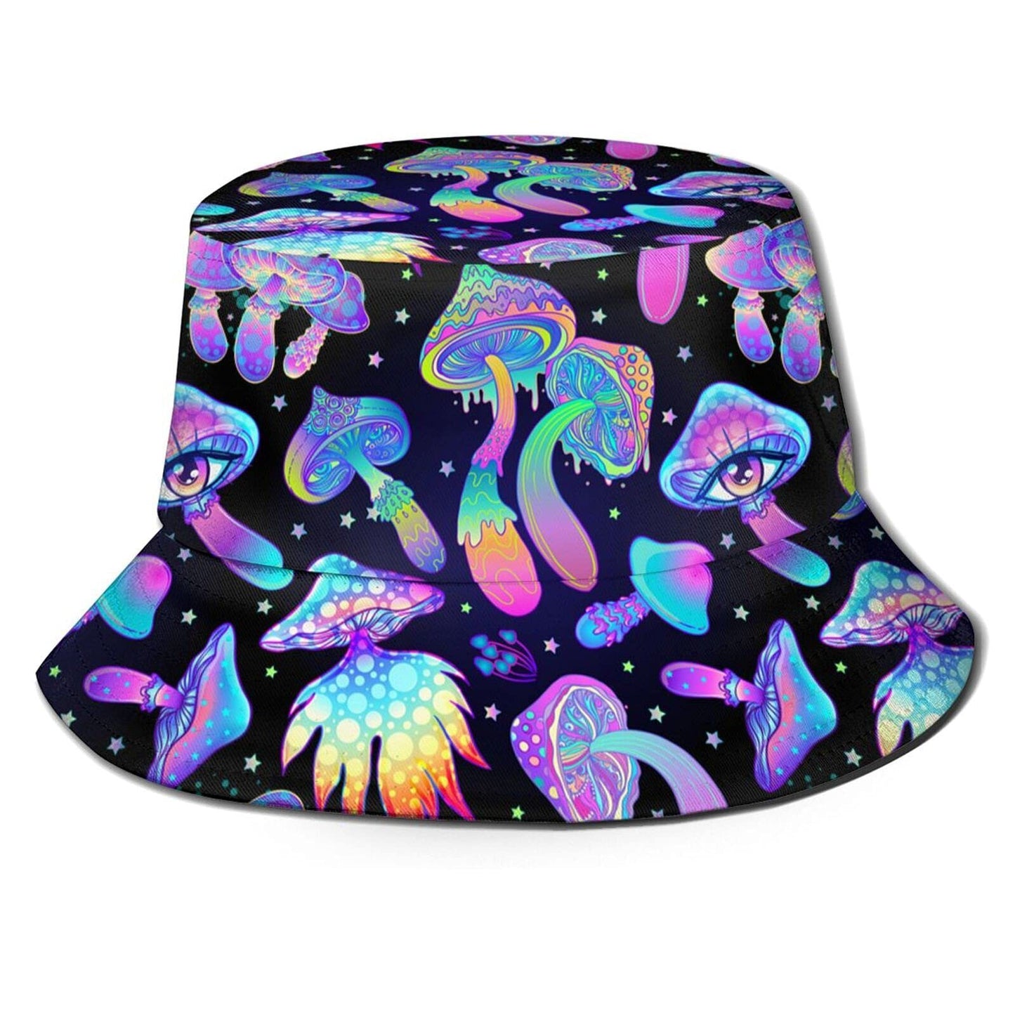 Mushroom Fisherman Hat Female Double Sided Wearable Cartoon Print