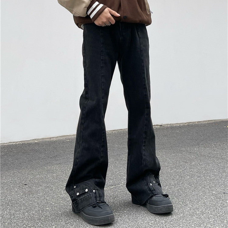 Vintage Patchwork Irregular Loose Micro-Flare Pants