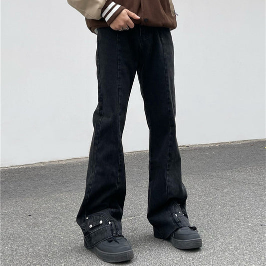 Vintage Patchwork Irregular Loose Micro-Flare Pants