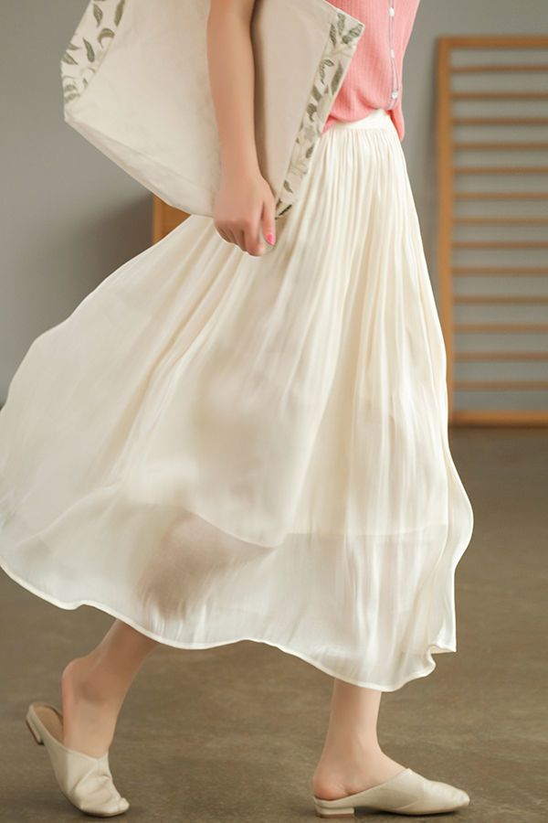 Solid Color Glossy Texture Skirt For Women
