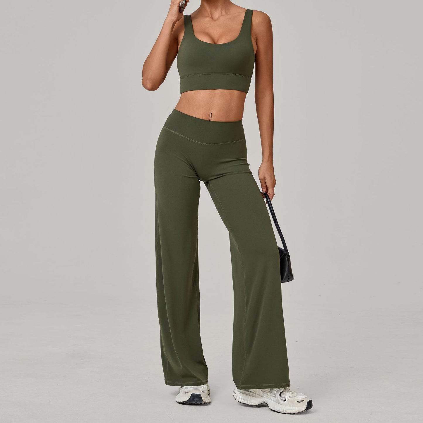 Racerback Bra And Straight-leg Pants Yoga Set Quick-drying Workout Outfit