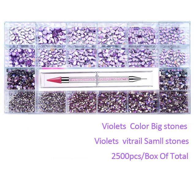 21 Grid Manicure Jewelry Boxed Glass Special-shaped Belt Diamond Pen