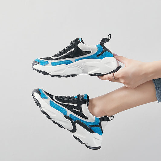 Trendy All-match Vis Fødder Lille Daddy Sko Dame Tyksålede Koreanske Farvematchende Sneakers Dame