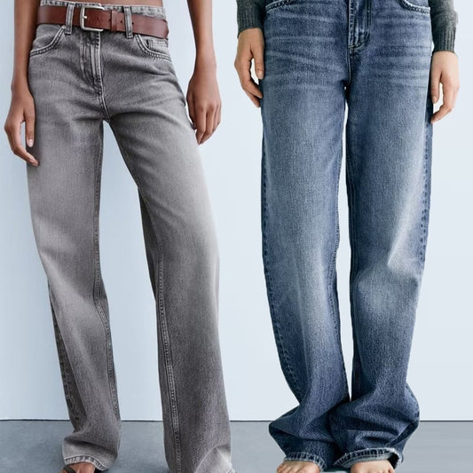 Autumn And Winter Jeans High Waist Straight Pants Women's Wide-leg Pants